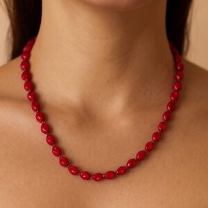 Elegant Red Beaded Statement Necklace